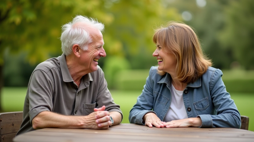 Two colleagues in professional setting having positive conversation